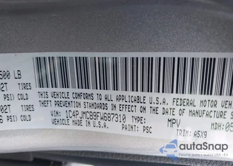 2015 Jeep Cherokee Latitude z USA, uszkodzony, nr VIN 1C4PJMCB9FW687310